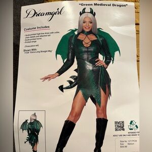 Dreamgirl Shimmering Green Dragon Costume for Kids